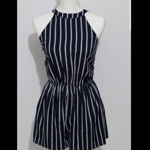 Striped Blue & White Romper